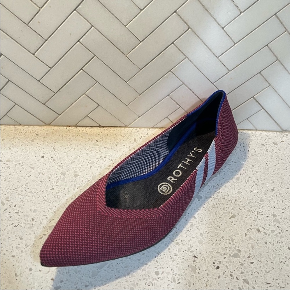 Rothy’s The Point Flats Magenta Racing Stripe Size 9
